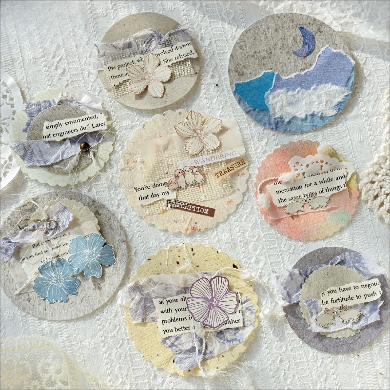 Letterpress Round Material Paper Paper Between Discs Series Light Retro Hand Account DIY Collage Base Background Paper