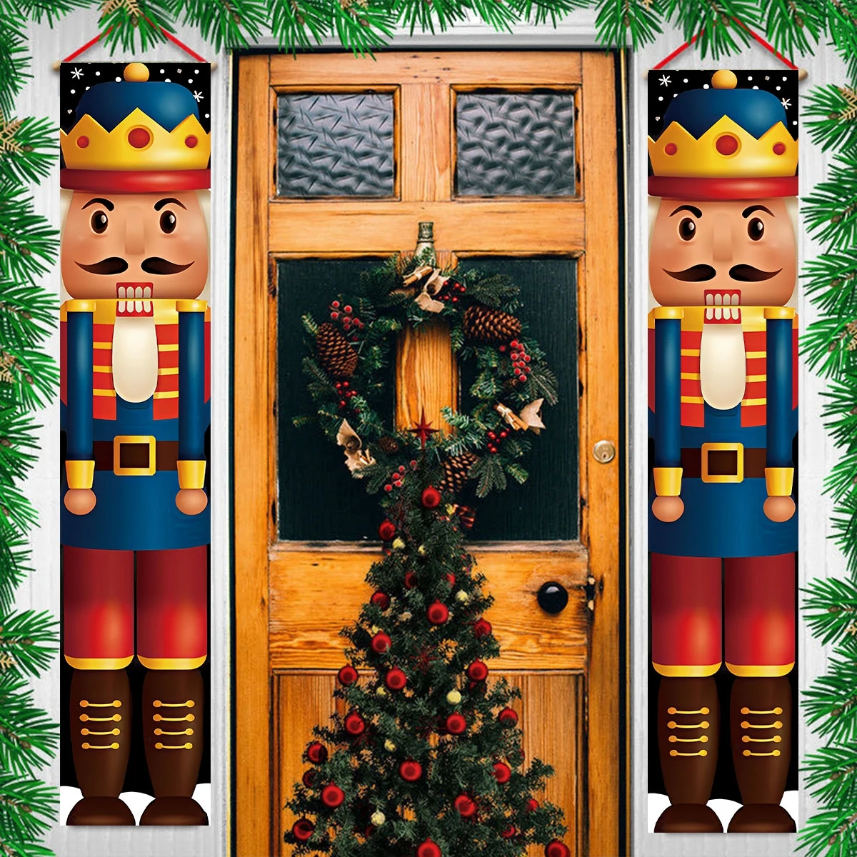 Nutcracker Soldier Banner Christmas Door Curtain Merry Christmas Decoration for Home 2023 Xmas Navidad Natal New Year Gifts