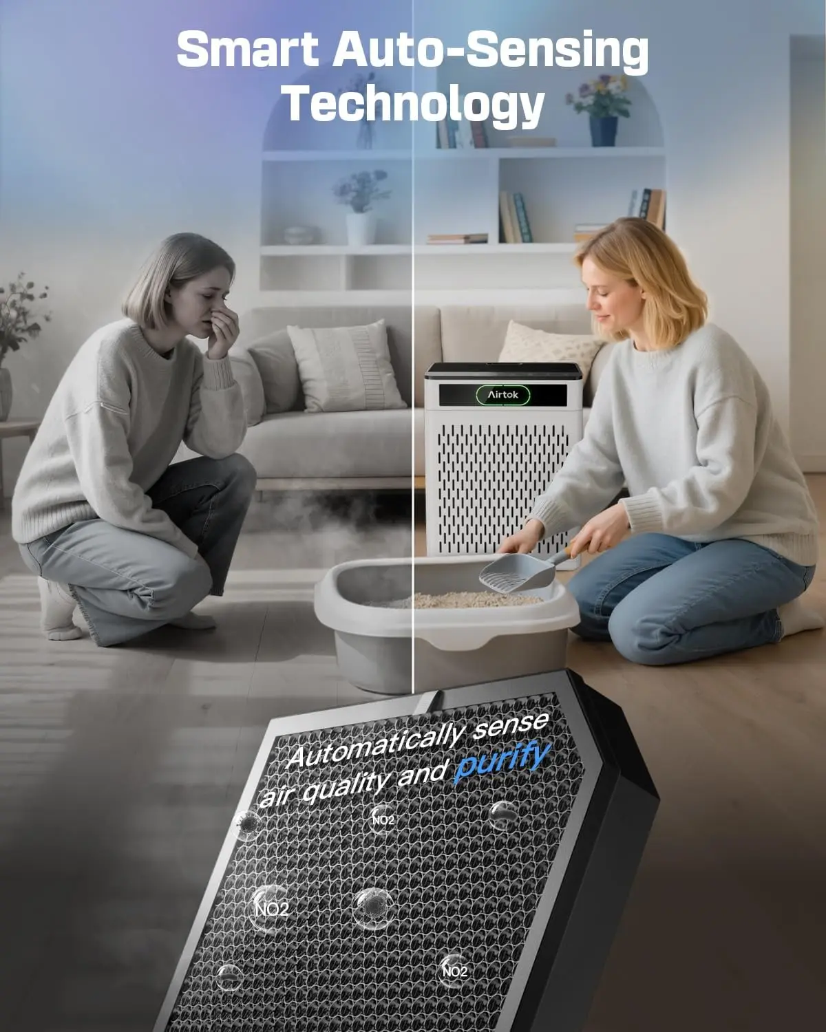 Large Room Air Purifier up to 1848sq.ft with Washable Filter, HEPA Sleep Mode, and Air Quality Monitor for Home
