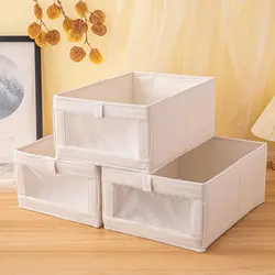 Japanese Cotton Linen Clothes Storage Box Household Drawer Type Fabric Belt Window Storage Box Foldable Wardrobe Storage 1PC