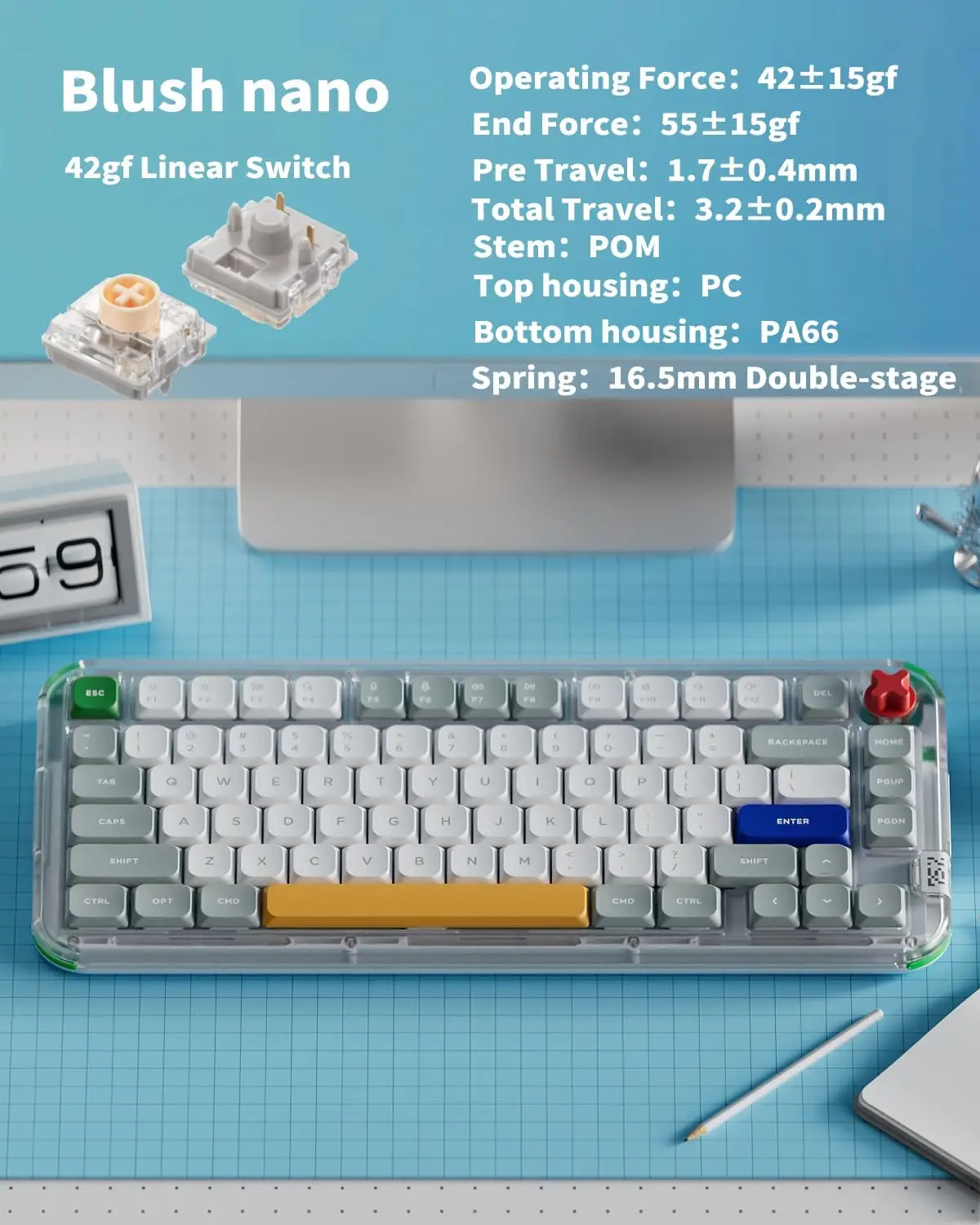 NuPhy ®   Firmware per tastiera meccanica personalizzata NuPhy Kick75 con profilo ibrido NuPhyIO