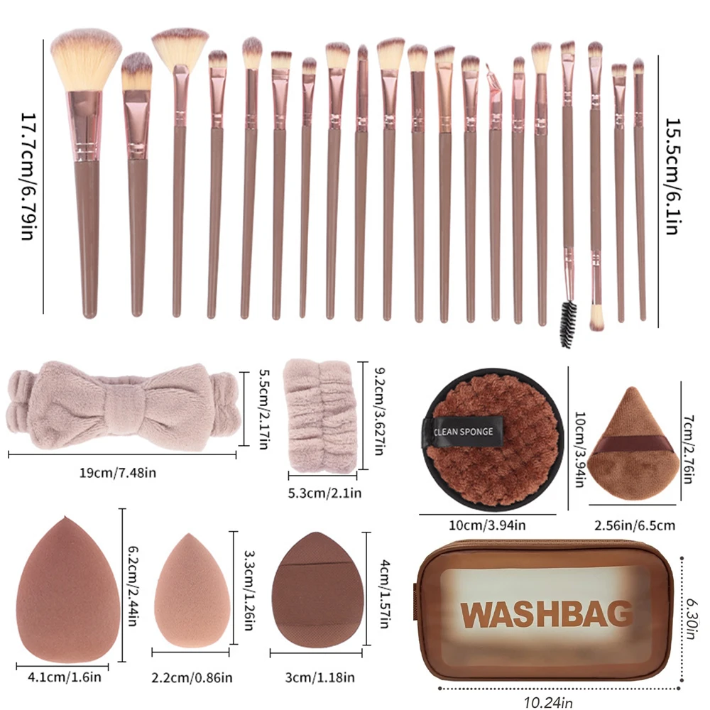 42Pcs Beauty Makeup Tool Combo Kit Face Brush Powder Puff Makeup Egg Novice Full Set of Tools