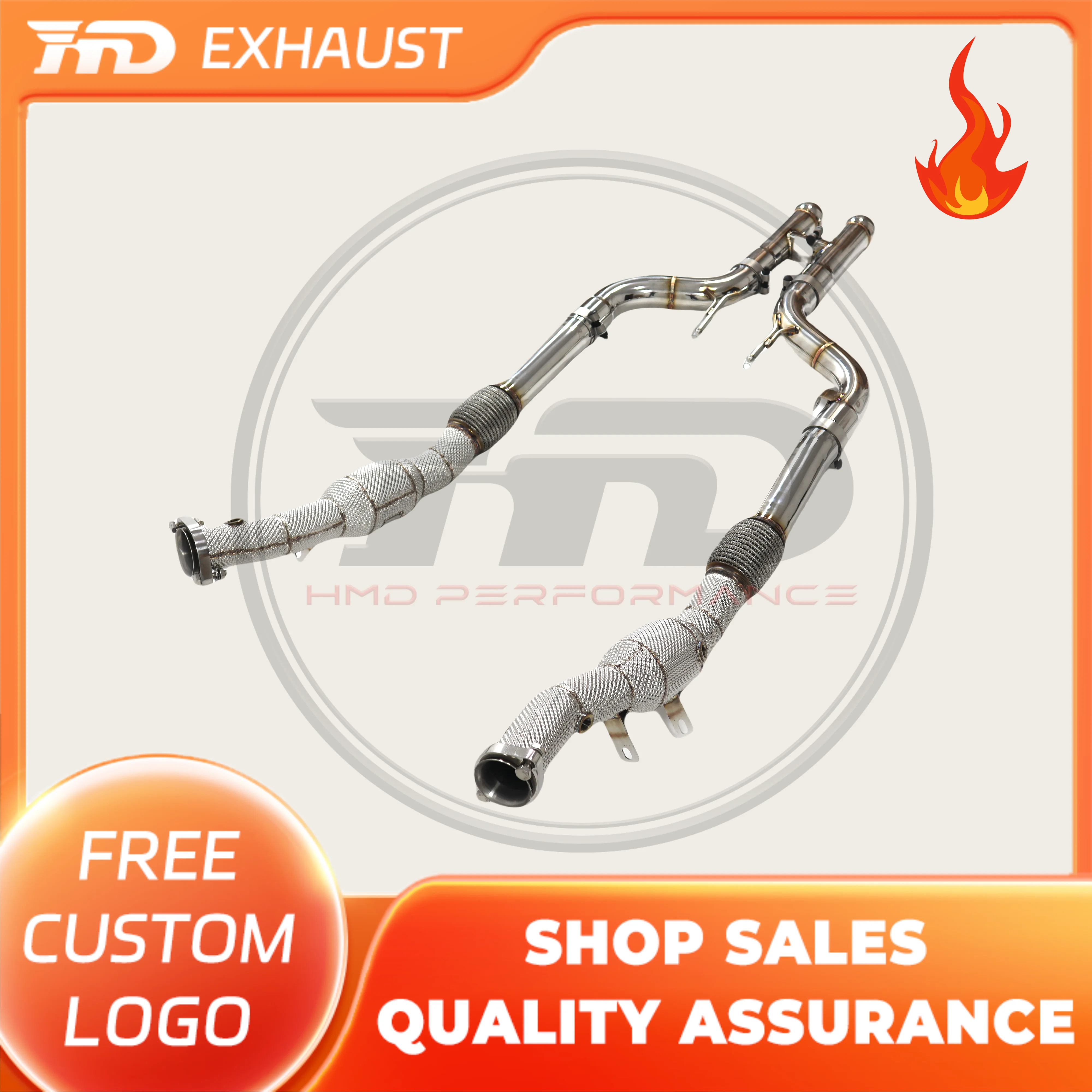 

HMD Hot sale Exhaust System High Flow Performance Downpipe for Mercedes-Benz AMG S63 W222 5.5T 2013-2017 Catted Catless Pipe