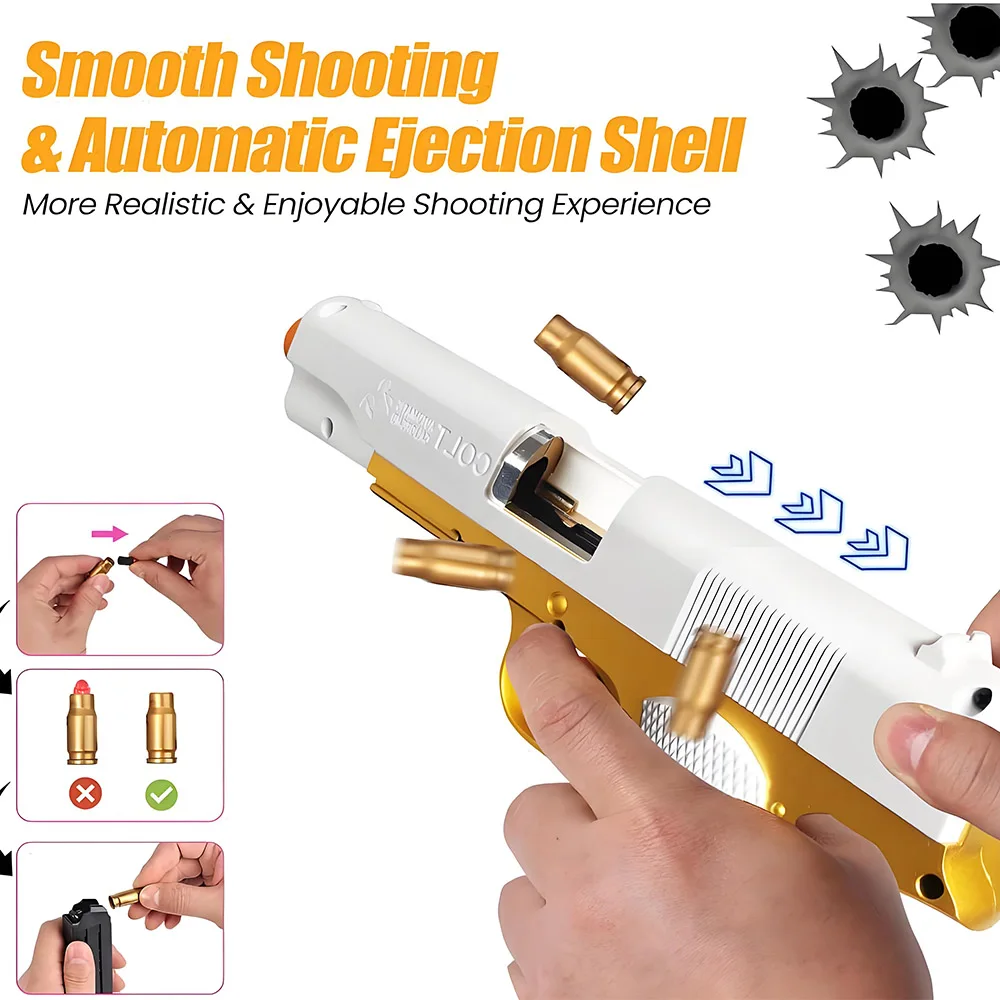 Pistolet Colt 1911, jouets avec balles souples, jeux de tir en mousse Blaster, modèle de jouet éducatif pour enfants