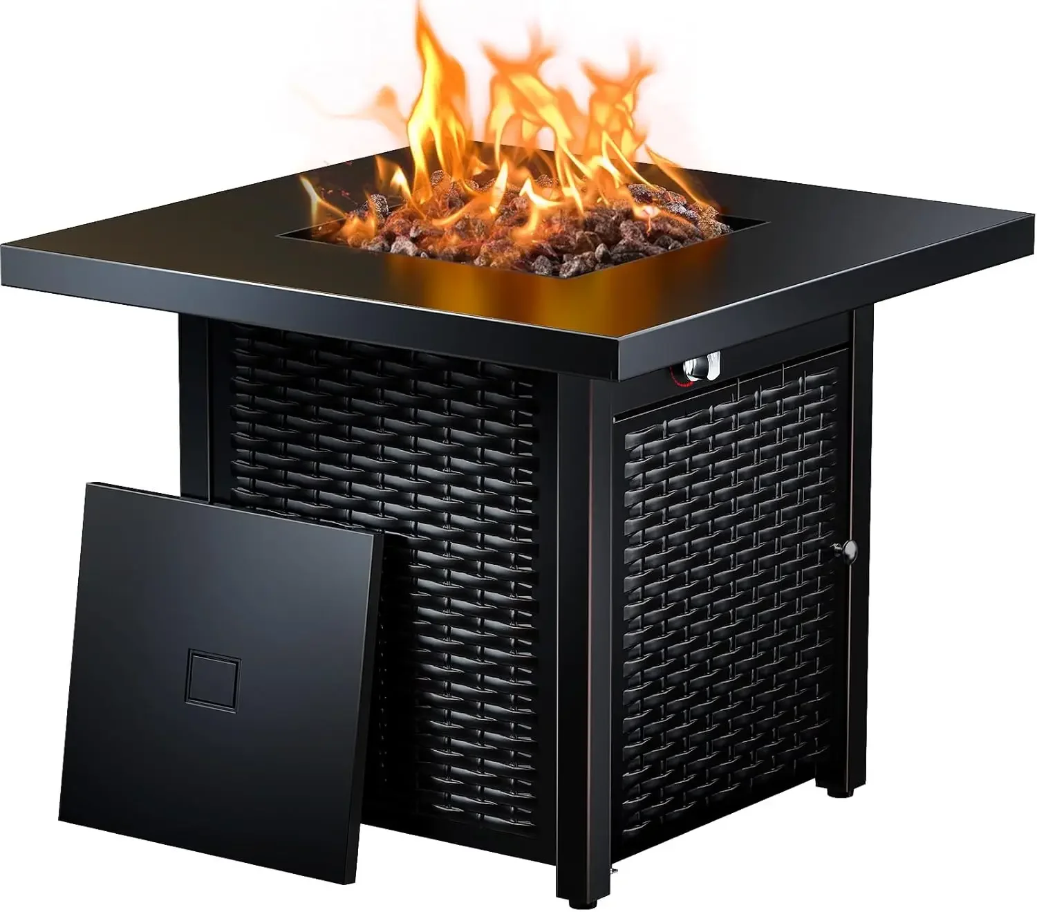 32 Inch Propane Fire Pit Outdoor Gas Fire Pit 50,000 BTU Steel Fire Pit Table with Lid Add Warmth and Ambience