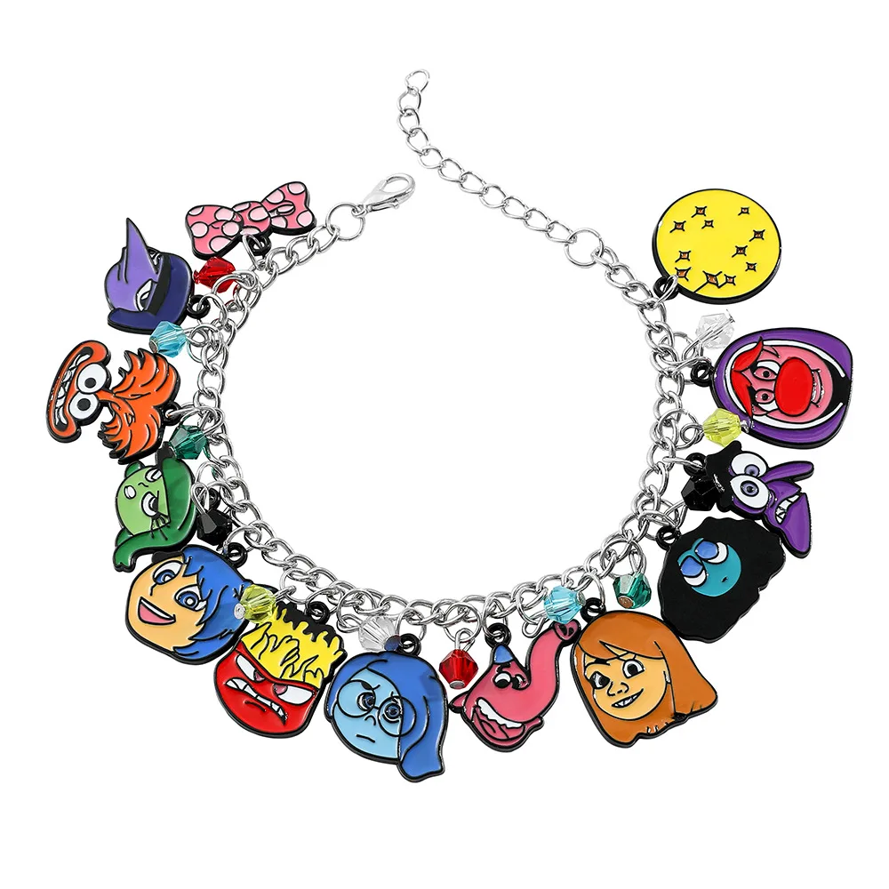 Inside Out Charm Bracelet Joy Sadness Disgust Angry Bangle Bracelets for Women Men Halloween Party Jewelry Gift