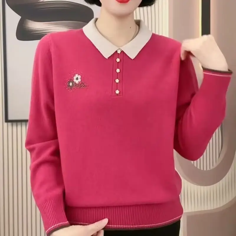 

Fashionable and Versatile Simple Casual Lapel Pullover Knit Sweater Spring Autumn Winter