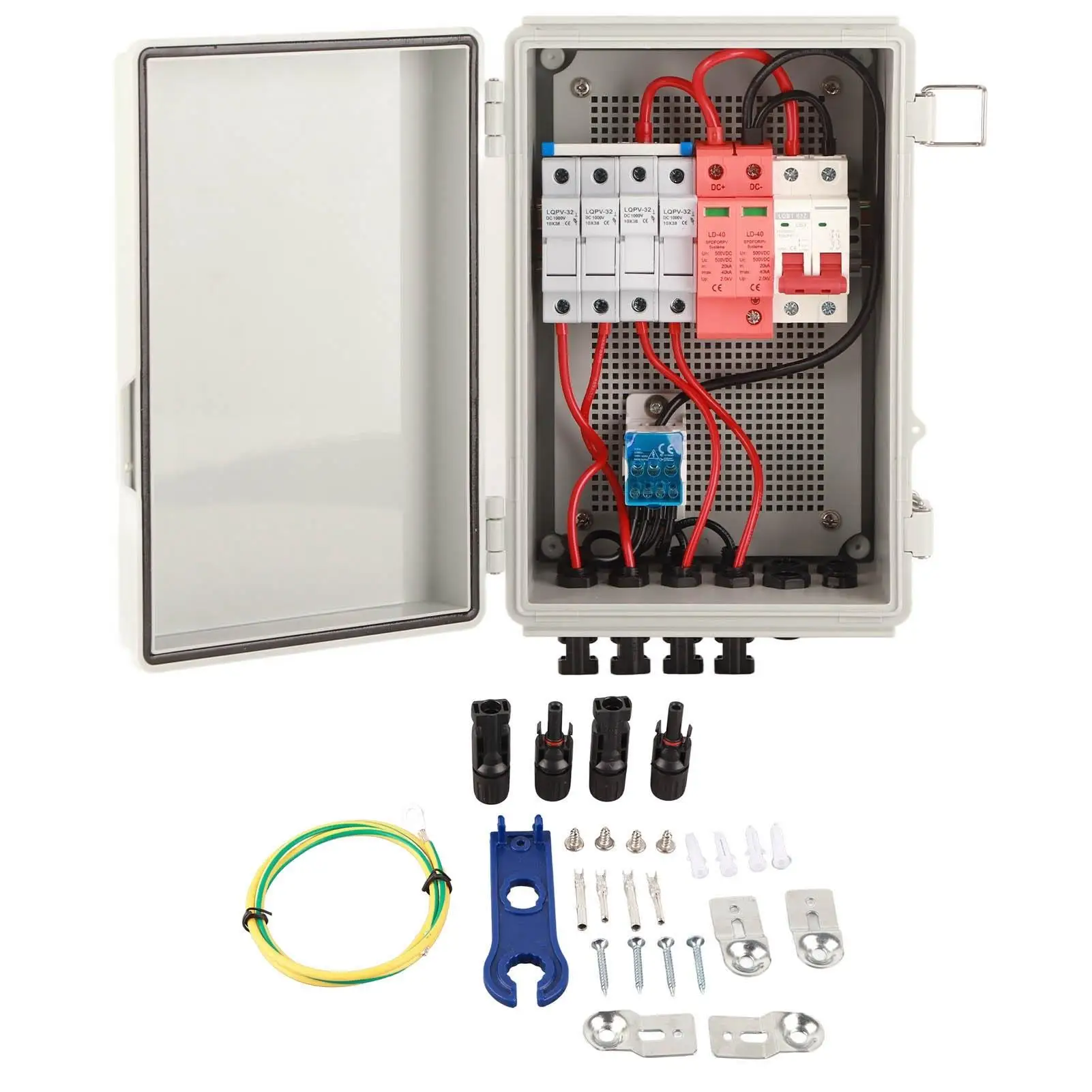 

Solar DC Combiner Box 500V Waterproof 4 String Input Circuit Breaker 15A 63A for PV System