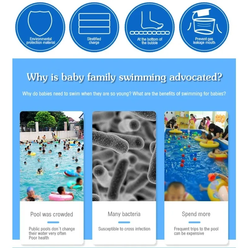 Aufblasbarer Pool, 2 m, 2,6 m, große Familien-Schwimmbäder, abnehmbarer Garten, Hinterhof, Spiele im Freien, Wasser-Party-Spielzeug für Kinder und Erwachsene, Baby