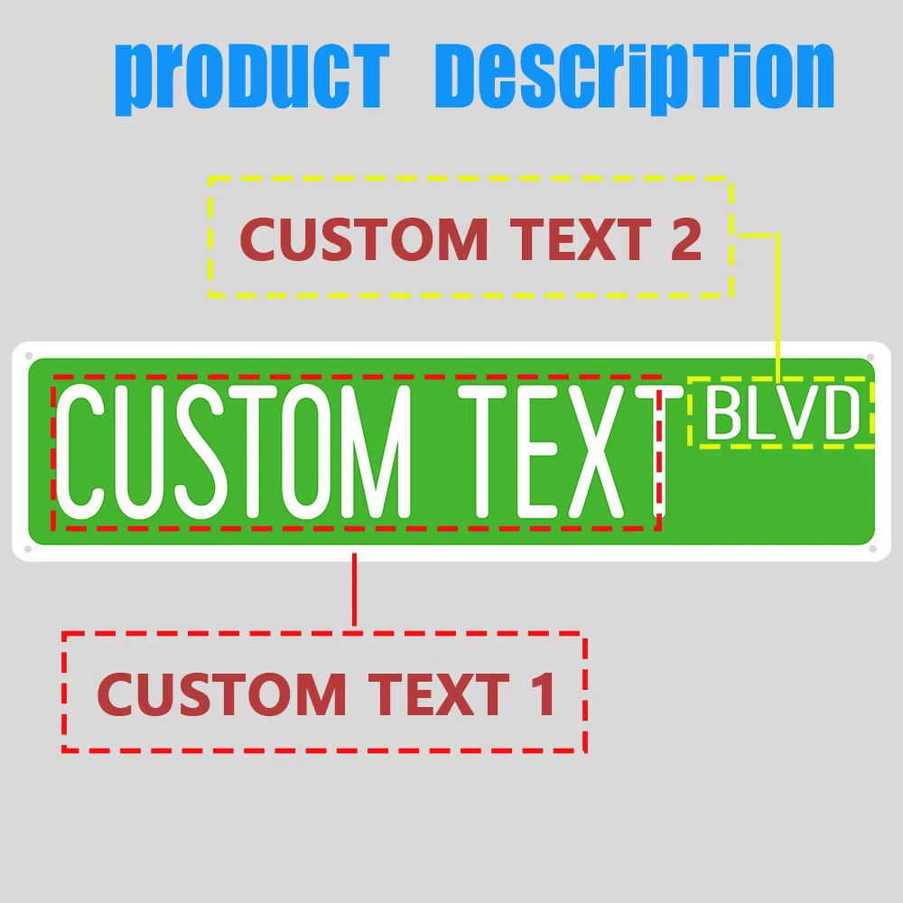 1 قطعة علامة شارع معدنية مخصصة مخصصة نص مخصص علامات معدنية خارجية مخصصة علامات الطريق الجدة ، المنزل ، غرفة نوم ، الأعمال
