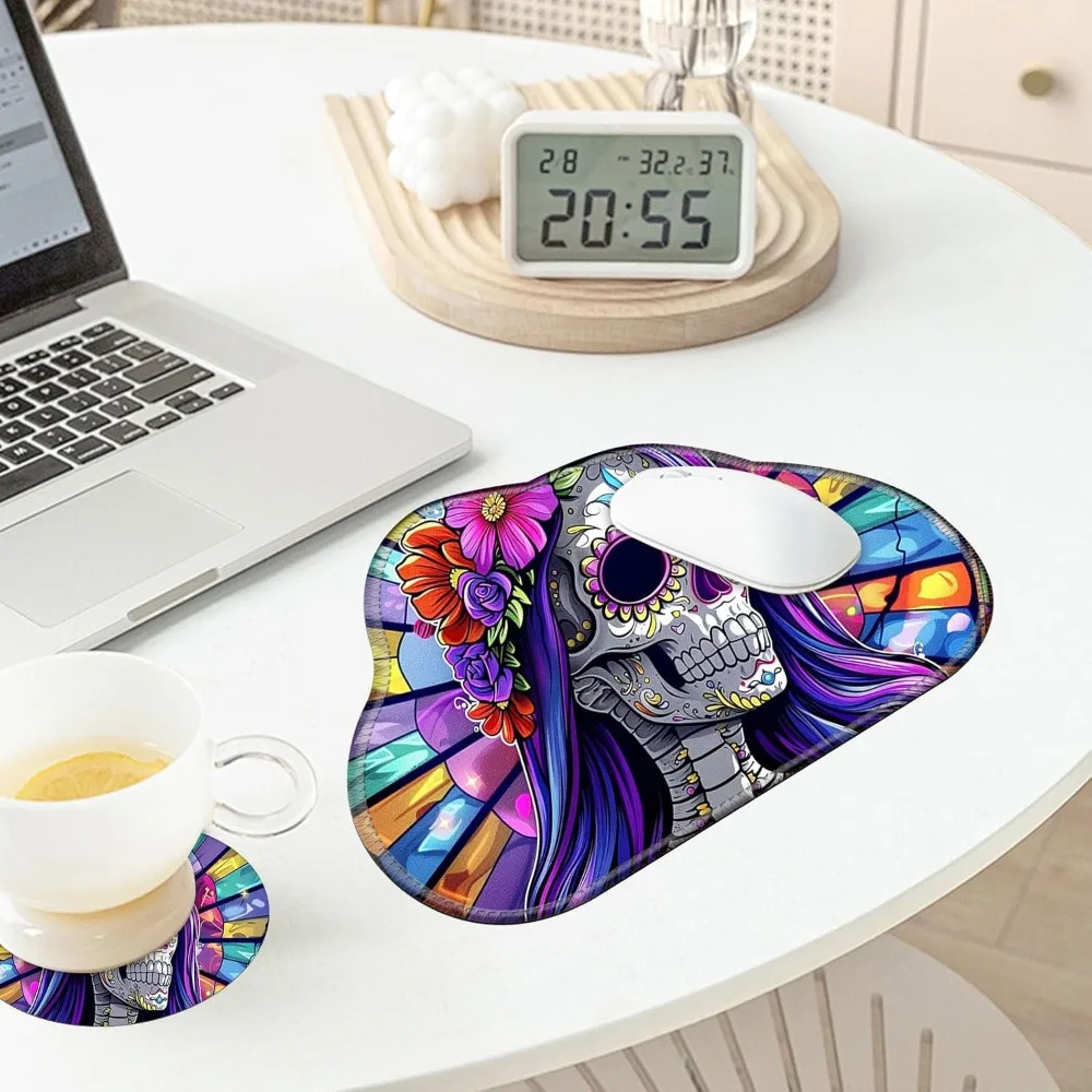 Large Black Rubber Base Mouse Pad with Stitched Edges, 11.8x9.4 inches, Suitable for Mouse Pads and Laptops, Including Coasters