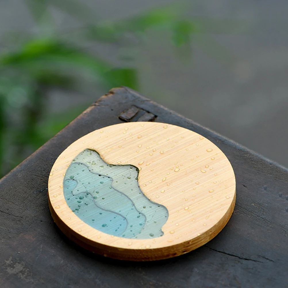 

Tea Cup Placemat Insulation Coasters Drinks Wooden Protective Round Dish Bamboo