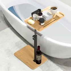 Bathtub Side Tray,Height Adjustable Bamboo Bathtub Tray Table,Freestanding Bath Caddy Tray for Tub Bathtub Side Table Home Spa