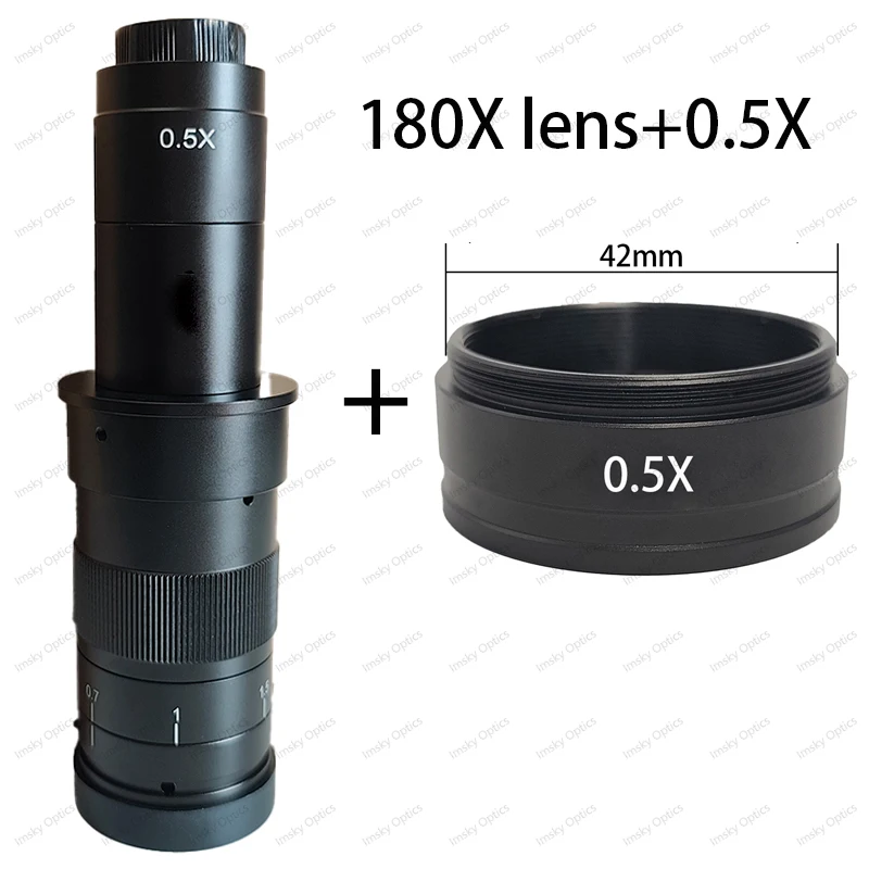 Adjustable 10A 180X 300X Zoom C Mount Lens 0.3X 0.5X 0.7X 1.5X 2X