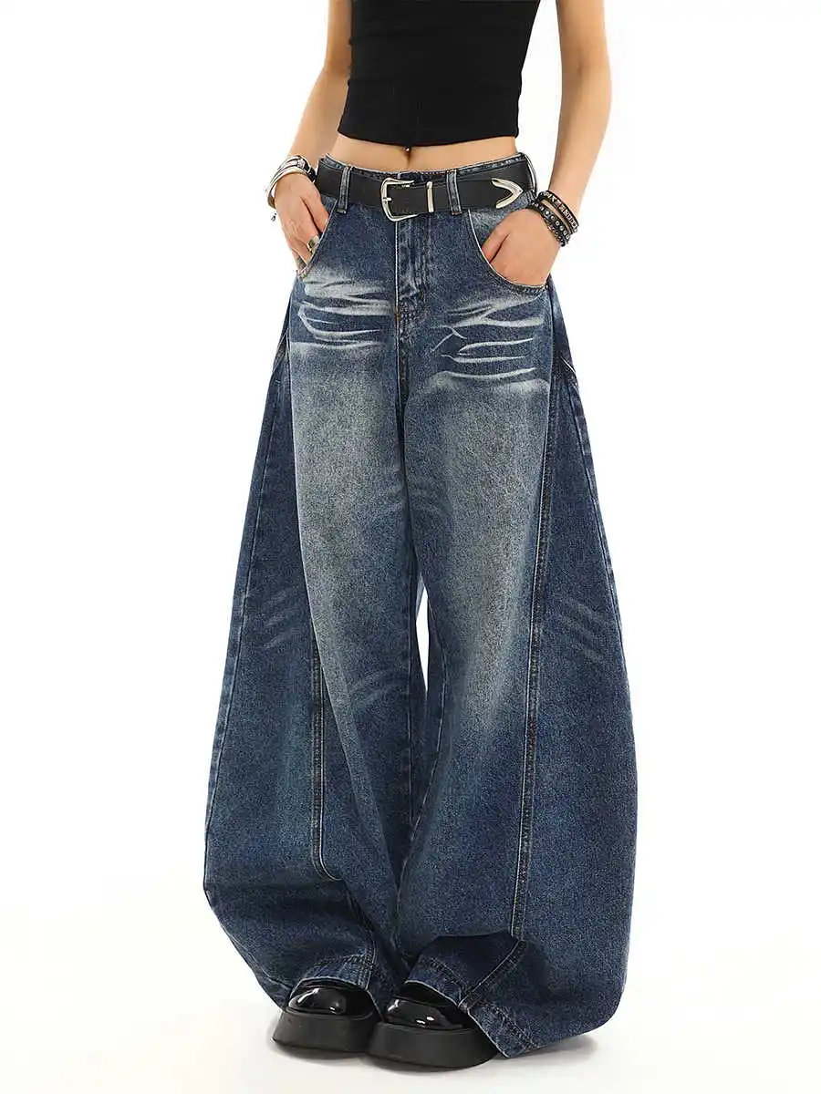 

Women's Blue Baggy Jeans Harajuku Vintage Boyfriend Denim Trousers Japanese 2000s Style Y2k Grunge Jeans Pants Oversize Clothes