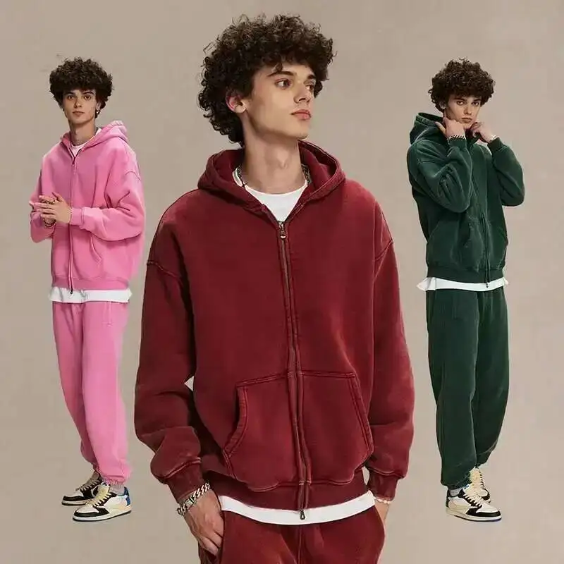 IEFB Men’s Wear Wax Printing Vintage Male Hoodies Oversized Loose Zipper Water Washed Plush Sweatshirt Trendy New 9C9349 2 IEFB Men's Wear Wax Printing Vintage Male Hoodies Oversized Loose Zipper Water Washed Plush Sweatshirt Trendy New 9C9349 2