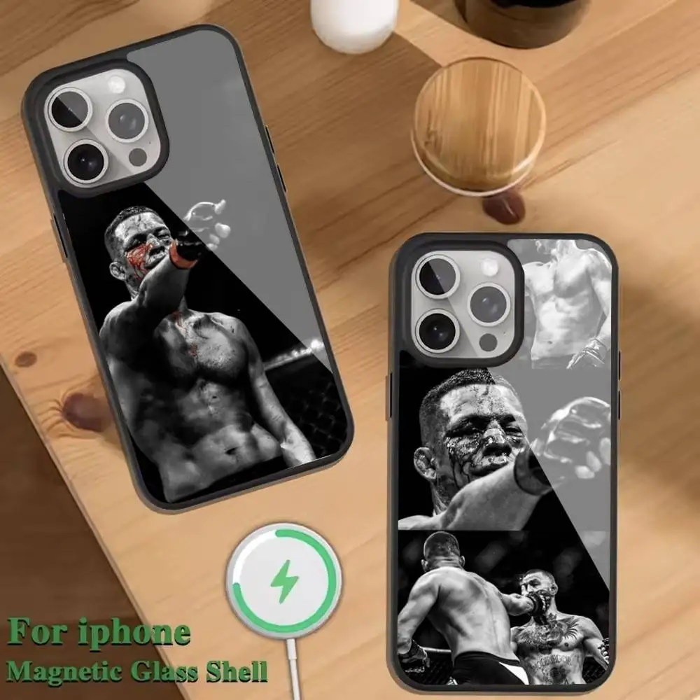 

N-Nate D-Diaz Boxing Phone Case For Magnetic Wireless Charge Cover For iphone 16 15 14 13 12 11 Pro Max Plus Coque