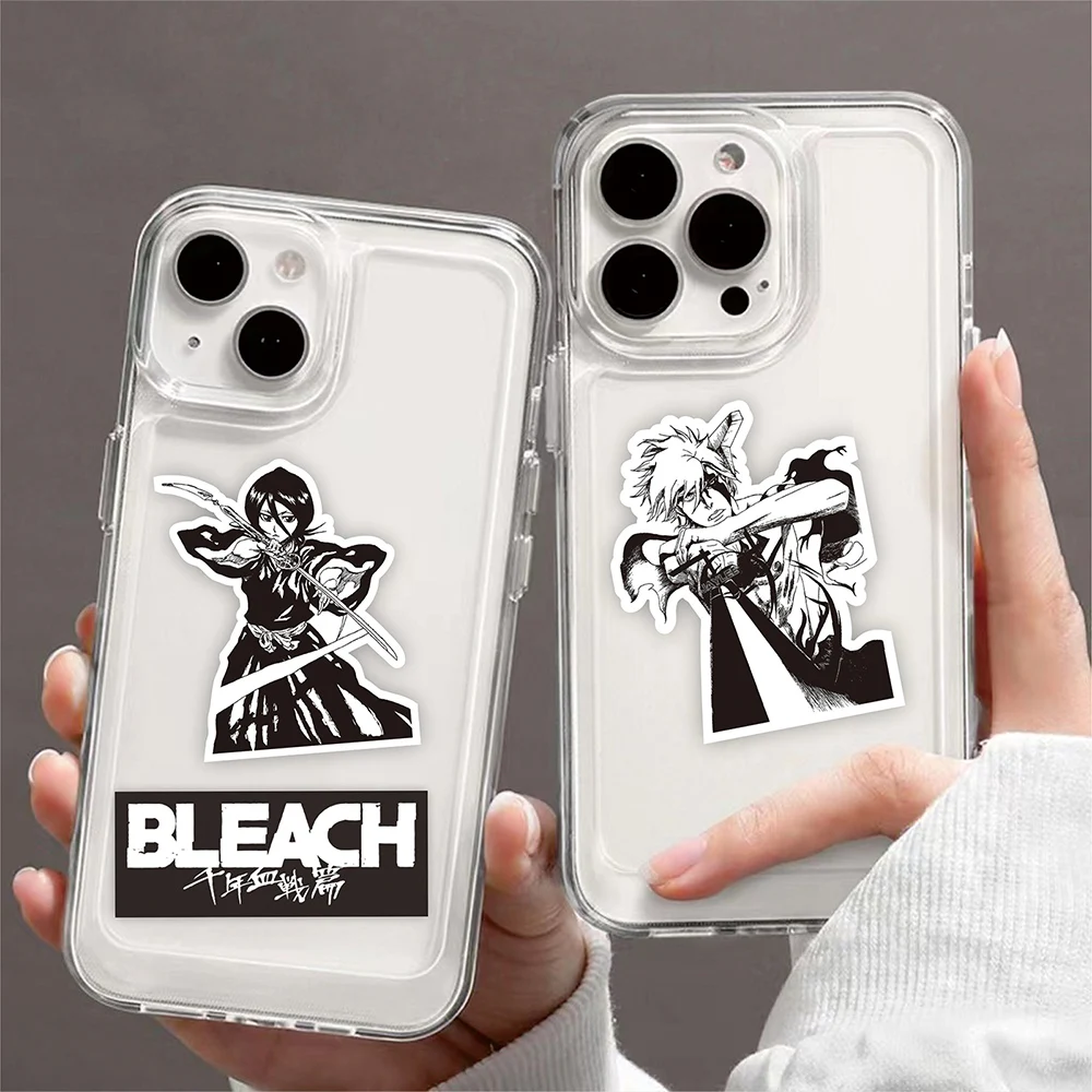 BLEACH-Adesivos clássicos do anime, Cool preto e branco Graffiti adesivo, caixa do telefone, caderno, laptop, decalques dos desenhos animados, decoração, 10 pcs, 30 pcs, 75pcs