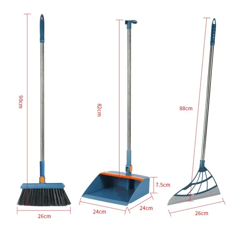 Broom and Scoop Set Household Broom and Dustpan Bathroom Water Wiper To Sweep Magic Brush Rotating Dustpan Cleaning Products