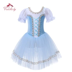 Girls Golden Velvet Ballet Tutu Dress with Puff Sleeves Long Skirt Dance Performance Costume Professional Kids' Outfit 2025 New
