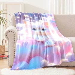 Comfortable and Soft Cartoon Cat Blanket, Add Beauty To The Home,All Seasons,Home Office Can Be Used,Nap Camping Flannel Blanket