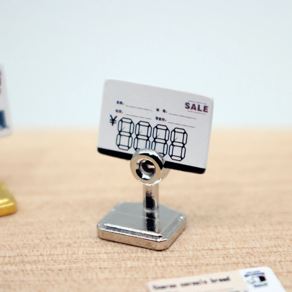 

1 set Miniature Bakery Tag Holder Dollhouse St Accessories Mini Price Sign Resort House Decorative Tag Kids Room Playroom