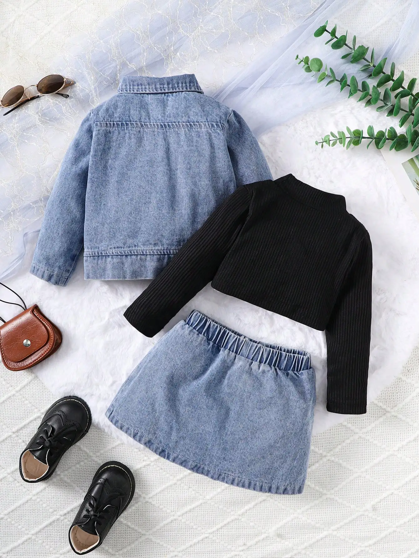 Baby Summer Comfortable Denim Casual Three Piece Set