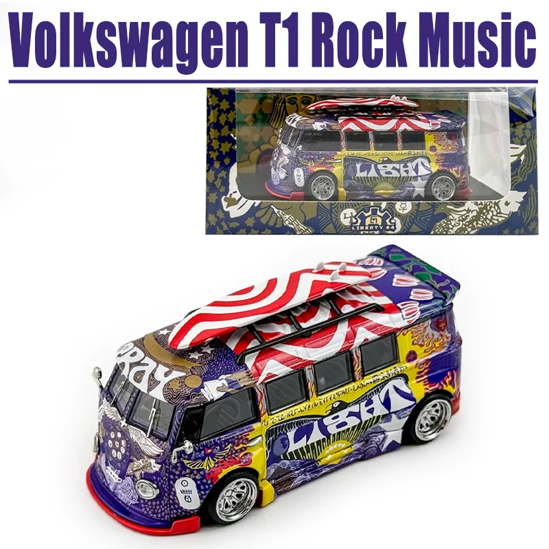 Liberty64 1/64 Nieuwe Volkswagen T1 Woodstock Rock Muziek Legering Speelgoed Motorvoertuig Diecast Metaal Model Geschenken