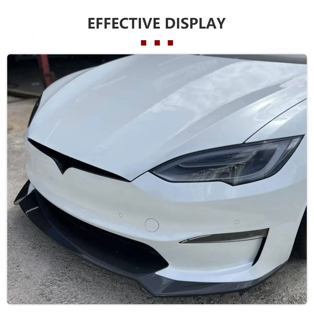 Carbon Fiber Car Front Lip Bumper Spoiler for Tesla Model S Plaid 2021-2023 Front Bumper Lip Chin Protector Guard Car Body Kits