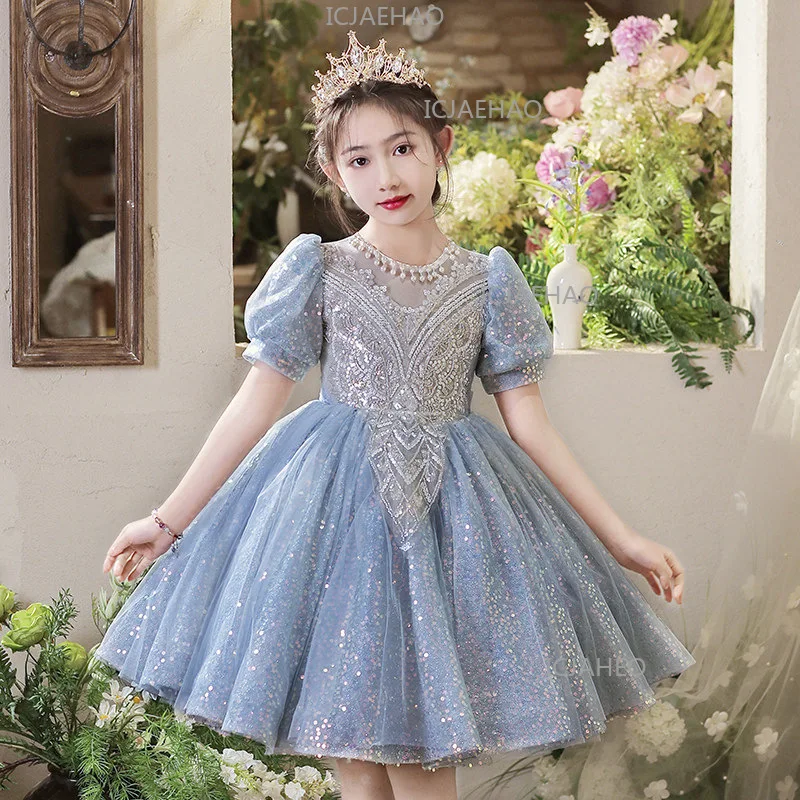 Princess Dress Girls Girl Wedding Dress Little Girls  Formal Dress Luxury Niche High-End Flower Children's Day Host Performance