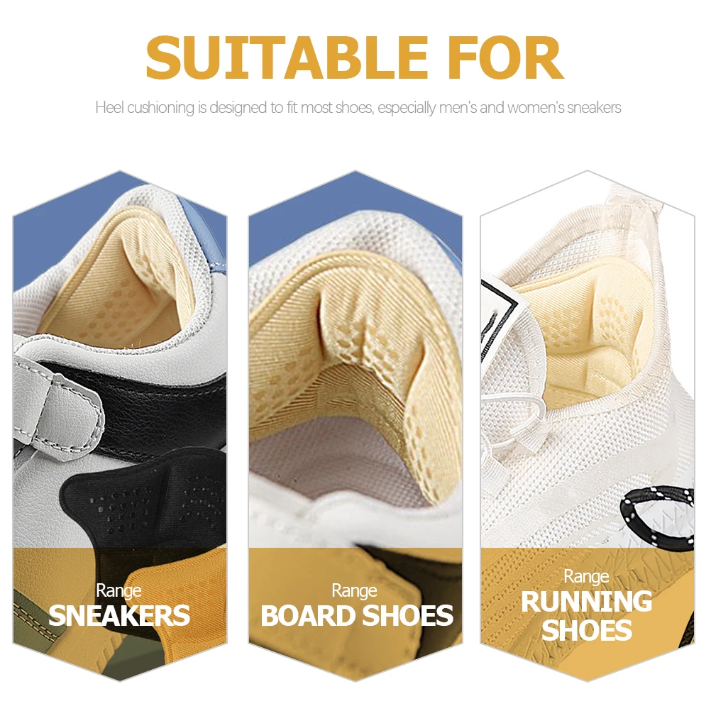 

4 Pairs Anti Slip Foot Patches Cushion Heel Pads Comfortable Wear Resistant Reusable Breathable Stickers Liners Shoe Accessories