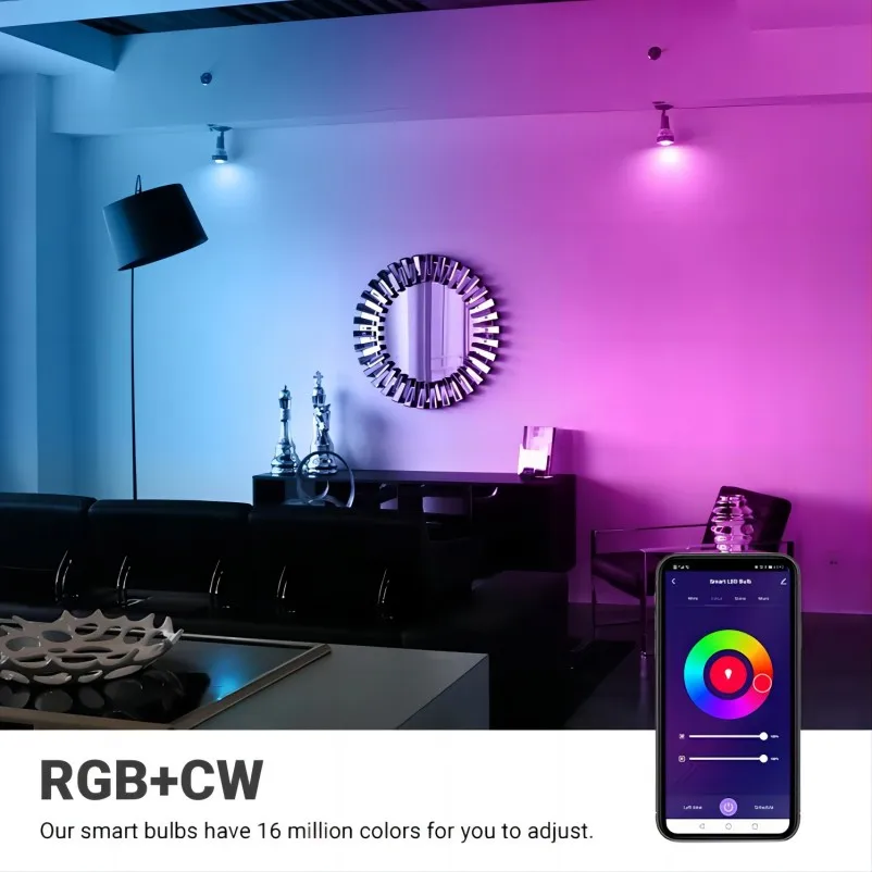 Smart MR16 LED Bulbs Dimmable Color Changing 12-Volt Gu5.3 Bi-Pin Base RGB LED Bulb Works With Alexa Adjustable 16 Million Color