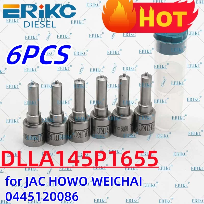

ERIKC 6PC DLLA145P1655 Fuel Injector Nozzle 0433172016 for JAC HOWO WEICHAI 0445120086 DLLA145P1655