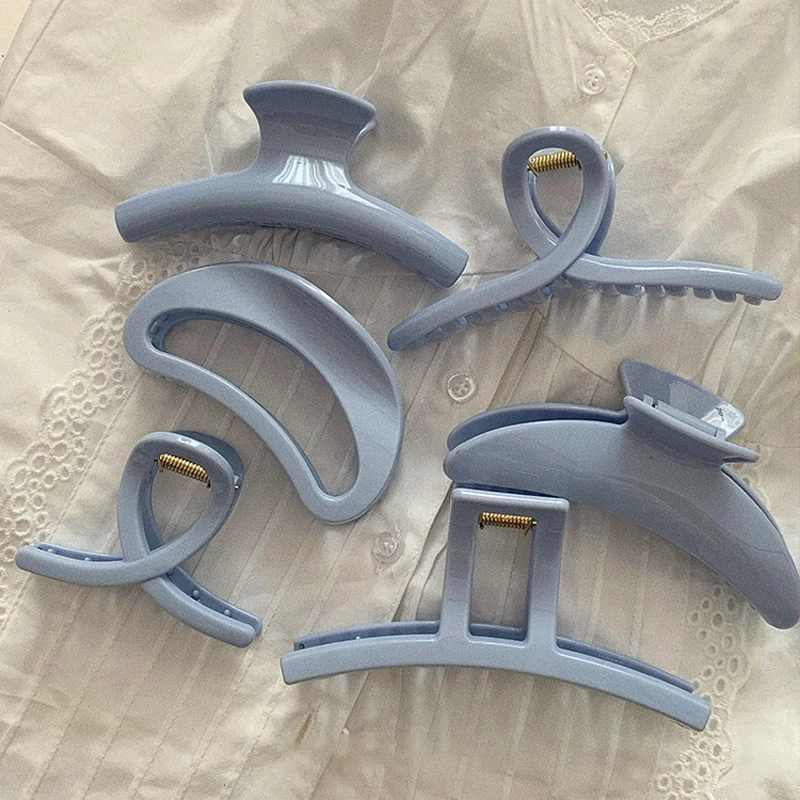 2025 مقاطع الشعر الأزرق العصرية للنساء الفتيات بسيطة كبيرة القرش كليب الحلو تنوعا مشبك شعر بلون إكسسوارات الشعر هدايا