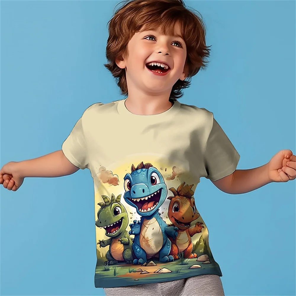 2024 Dinosauro 3d Stampato Divertente T Shirt Per Bambini Delle Ragazze Dei Ragazzi Del Fumetto Casual Magliette Per Bambini Regalo Di Compleanno Magliette Vestiti Del Bambino