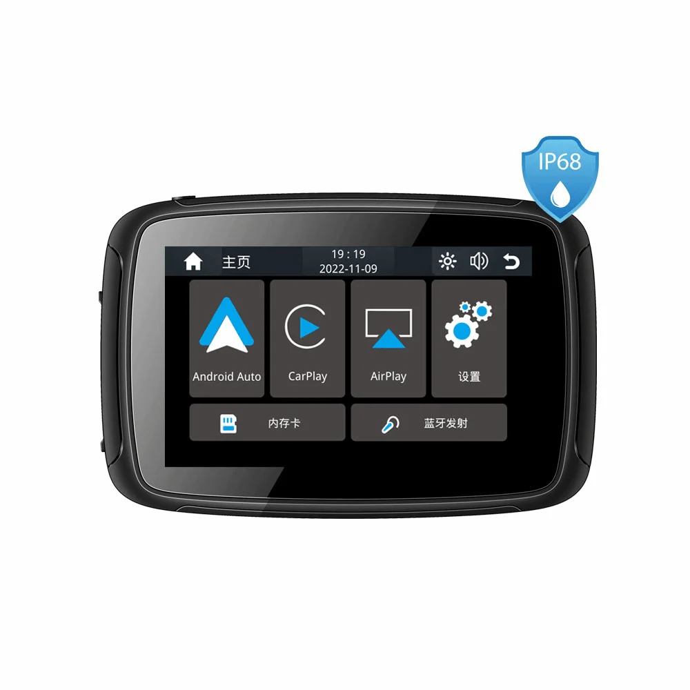 

5" Universal Wireless Chopper Carplay IP68 Waterproof Dual Channel Bluetooth Wifi Audio Video With Aluminum Mount