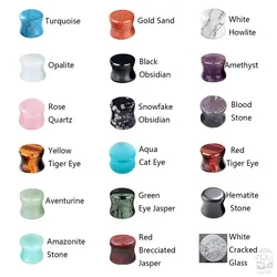 2pcs Stone Ear Plugs Tunnels Flesh Double Flare Piercing Oreja Gauges Earrings Helix Lobe Labret Stretcher Expander Body Jewelry