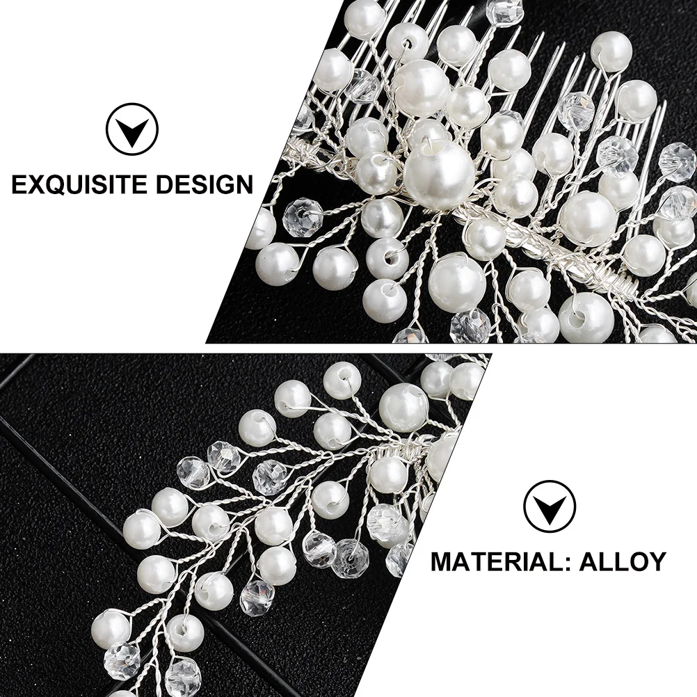 

Pearl Crystal Comb Alloy Decorative Accessory Fashion Side Hairstyle Hair Accessory Wedding Party Dance Elegant Design