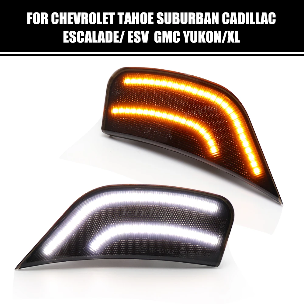 Amber DRL White Front Fender Bumper Led Side Marker Light Lamp For Chevrolet Suburban Tahoe For Cadillac Escalade ESV GMC Yukon