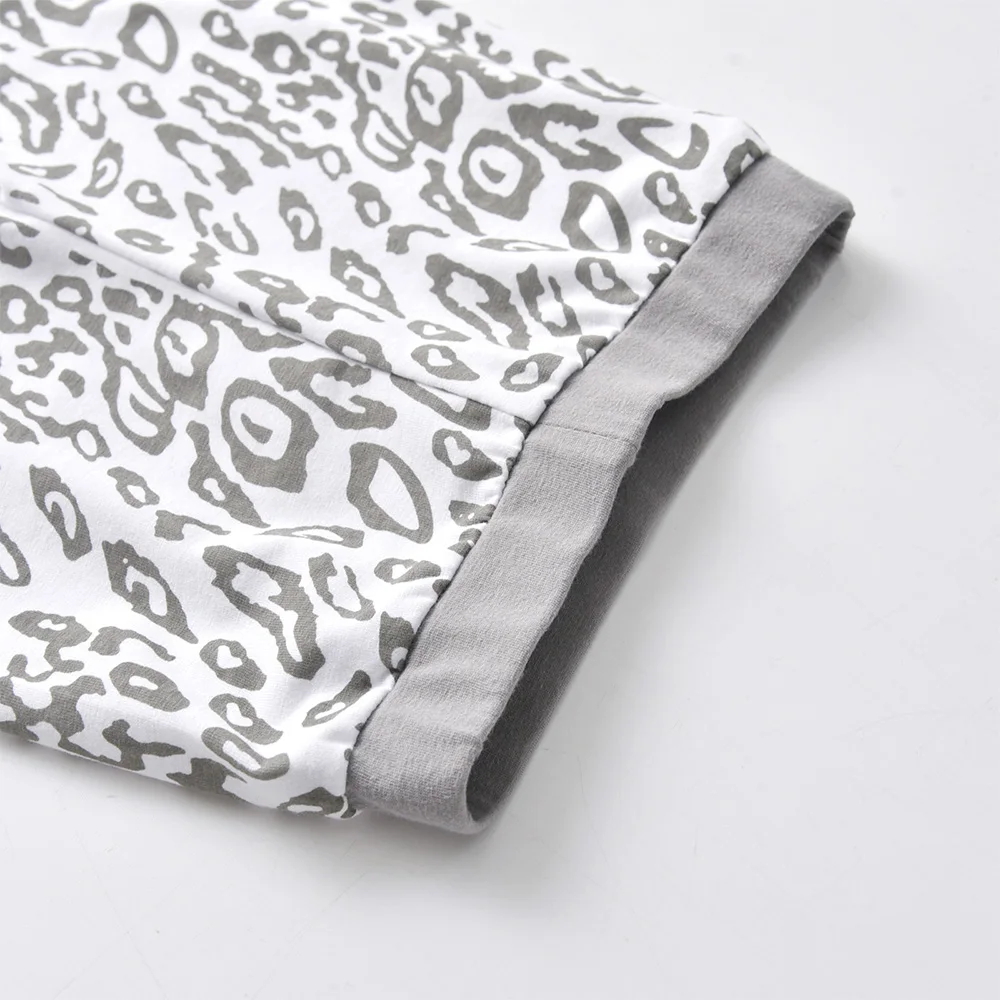 VIKITA بنات ليوبارد طباعة السراويل الاطفال أسفل ارتداء طماق الصغار موضة نحيل رمادي بنطلون سروال شكل قلم رصاص لطيف طماق