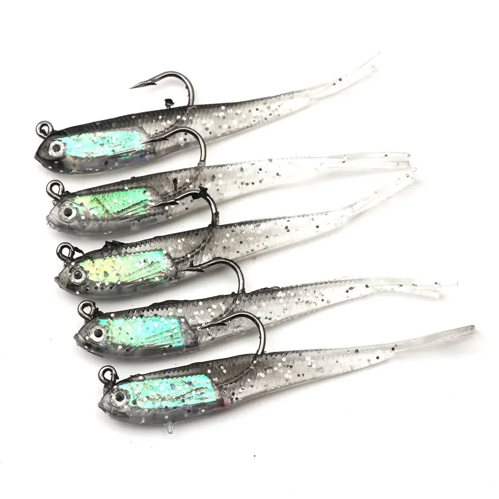 5-delige set zacht aas, kunstaas van 7,5 cm, coole vishaak, swingapparaat, kunstvisuitrusting