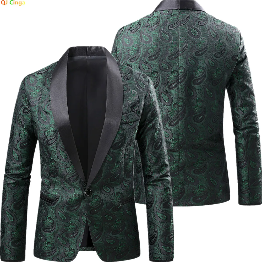 

New 2026 Men's Long-Sleeve Suit Jacket: Single-button Black Collar Coat, Perfect for Weddings, Parties, and Stage Performances.