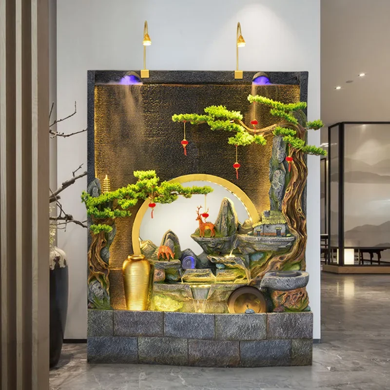 

Water curtain wall, running water screen, living room floor-to-ceiling fish pond landscape rockery fountain decorative ornament
