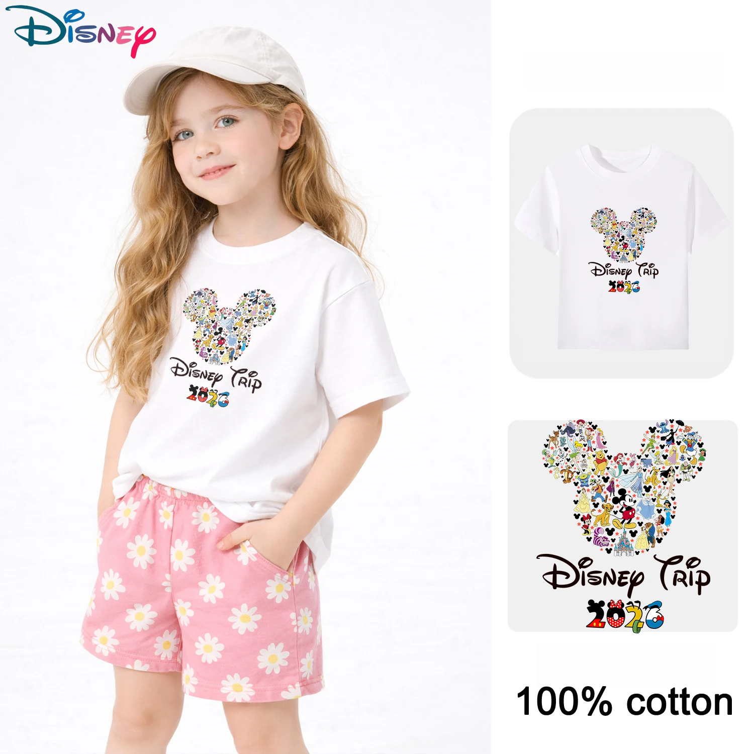 

Disney 2026 Family Vacation Kids T Shirt, Matching Family Shirts, Theme Park Memories Souvenir Tee, Cotton Crewneck Black/White