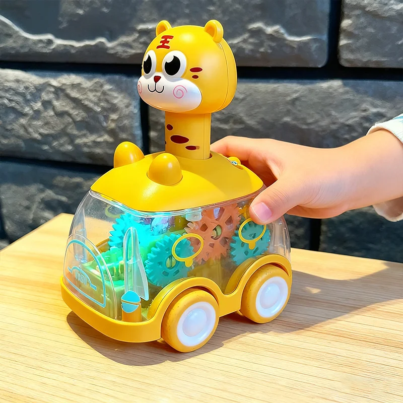 Baby Animal Car Toys Toddlers Press and Go Gear Car 1 2 3 Years Old Pull Back Car Light Up Toy Birthday Gift for Kids Boys&Girls