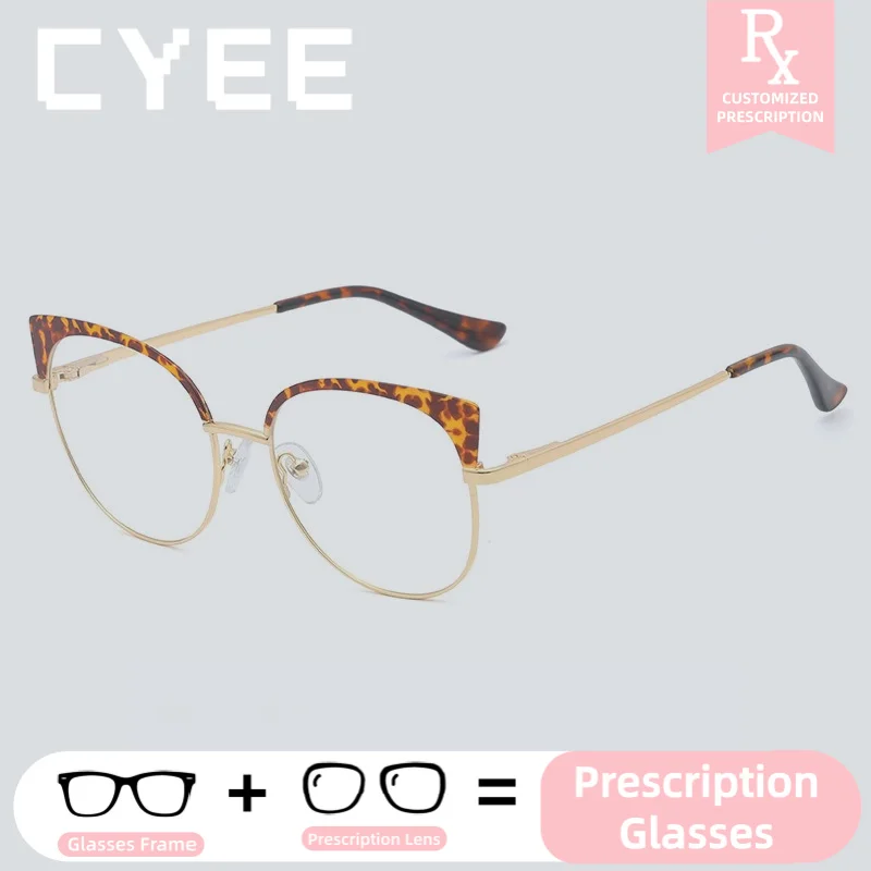 

CYEE Fashion HD Reading Glasses Blue Light Blocking Photochromic Myopia Eyeglasses Women Custom Prescription Optical Eyewear