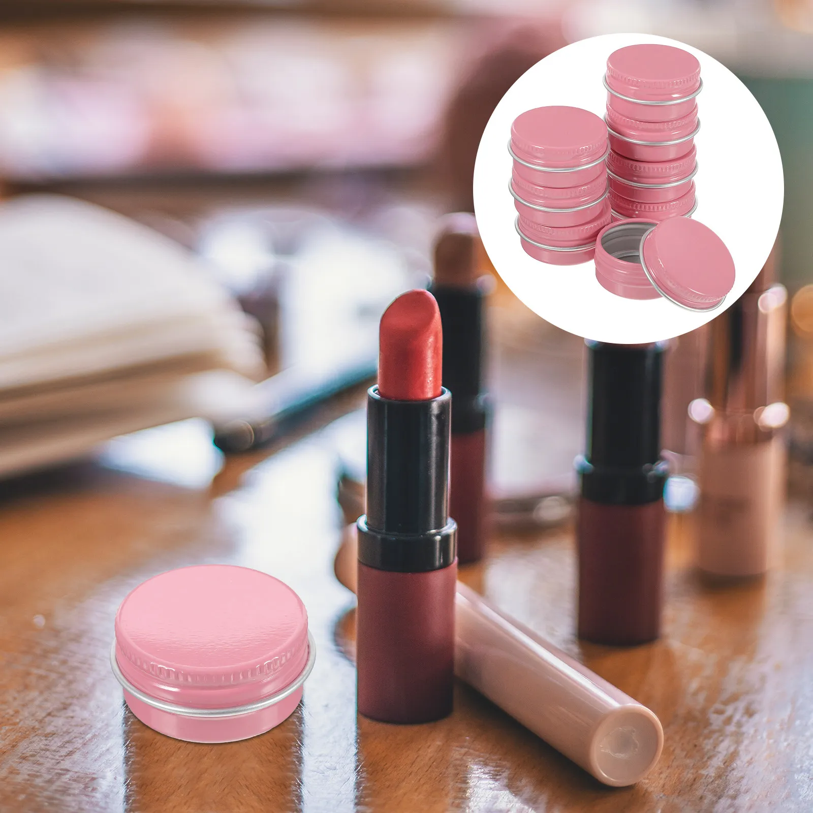 8 piezas de botes redondos de aluminio impermeables para bálsamo labial, pequeños recipientes vacíos con tapa de rosca para maquillaje, crema, manualidades, botes redondos de metal