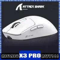 Attack Shark X3 Pro Wireless Mouse 4k Reciver Tri Mode Paw3395 Gaming Mouse Long Battery Life E-sports Mice Pc Gamer Accessories