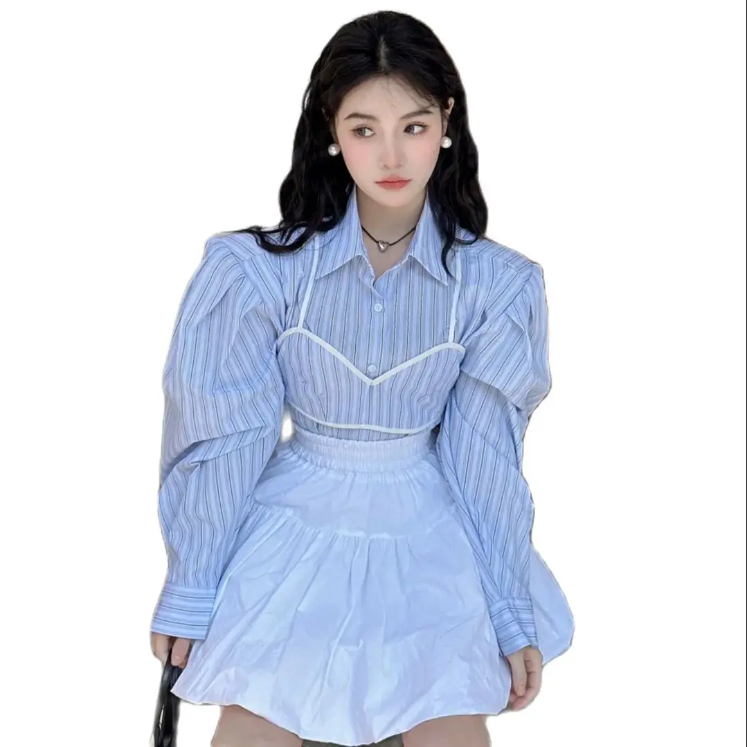 Suits Suspender Shirt Skirt Women Spring And Autumn Fashion Style Small Fresh Unique Unique Salt Style Light Mature Style Suit