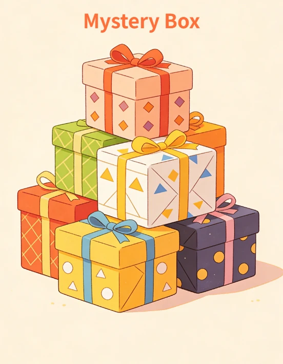 

Mysterious Surprise Box,with items randomly placed inside, offering an enjoyable experience of opening the box.